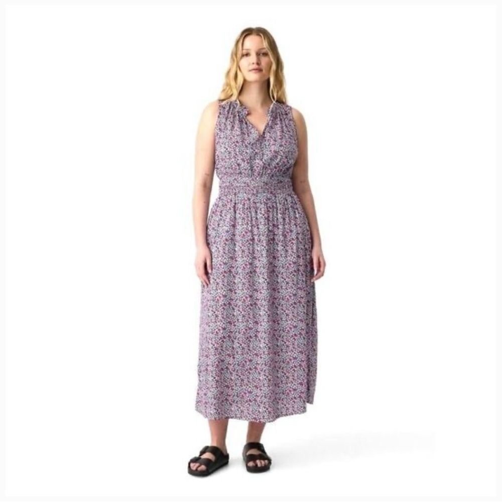 GAP Floral Midi Dress in Pink and White